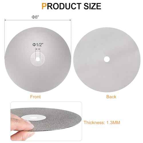 HARFINGTON Diamond Flat Lap Disc Set 8" x 1/2" Arbor 320/600/800/1200/3000 Grit Abrasive Wheel Lapping for Grinding Sanding Ceramics, Glass, Stones