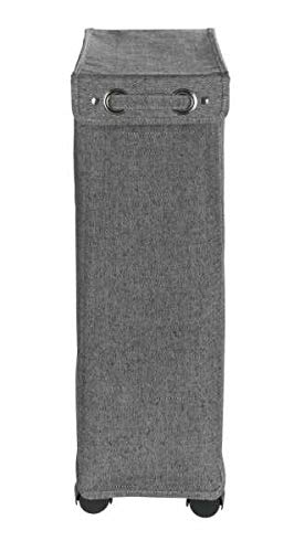 WENKO Slim Laundry Basket with Wheels, Thin Laundry Hamper, Rolling Laundry Bin with Lid, Space Saving Narrow Laundry Hamper for dirty Clothes Storage, 23.6 x 15.8 x 7.3 in, Gray - color: Black & White Tweed