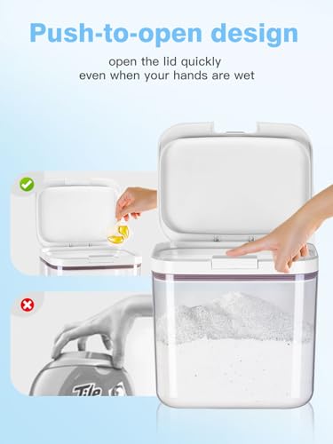 LivLab Mker 4 Pack Laundry Detergent Dispenser with One-Press Lid, Clear PET Powder container with Measuring Cup, Pods container set of 4 - color: 2.2l-w