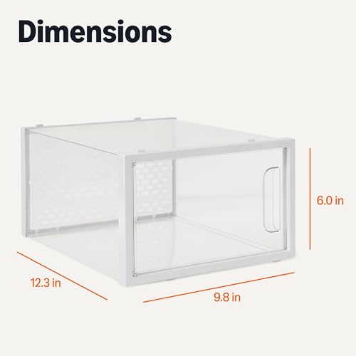 Amazon Basics Stackable and Foldable Clear Shoe Storage Organizer Box, Medium, 12-Pack - size: Medium
