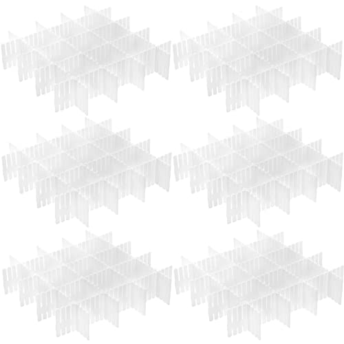 Foraineam 48Pcs Drawer Dividers, Adjustable DIY Grid Divider White Storage Organizer Separator, Socks Underwear Scarves Makeup Drawer Organizer Divider for Dresser Bedroom Office Kitchen Storage