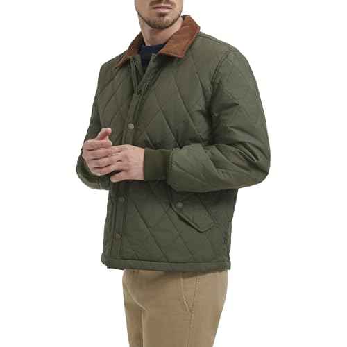 DOCKERS mens Diamond Quilted Jacket With Corduroy Collar