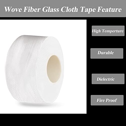 GIEHOUGRIO Fiberglass Cloth Tape, 2" x 33Yds Heavy Glass Fiber Mesh Joint Tape Heat-Resistance and Insulation, Repair, Reinforcement (5cm x 30m)