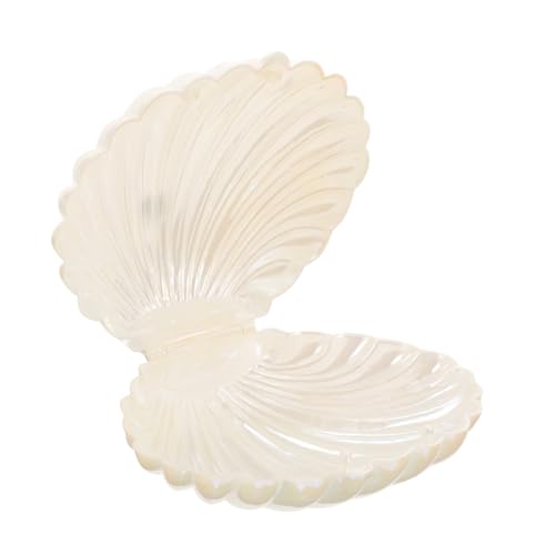 SAFIGLE Pearlescent Shell Jewelry Tray and Key Box Compact Clam Organizer for Rings Earrings Necklaces Decorative Desktop Storage for Entryway and Home