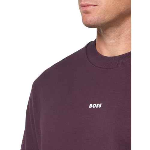 BOSS Men's Center Logo French Terry Crew Neck Sweatshirt