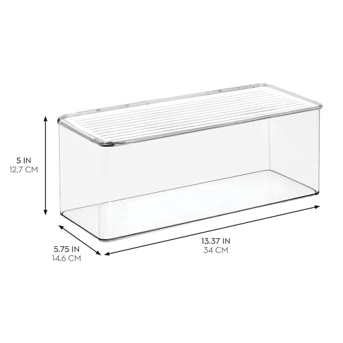 iDesign Plastic Stackable Hinged-Lid Storage Box for Kitchen, Bathroom, or Office - Set of 3 - Clear - style: Pack of 3