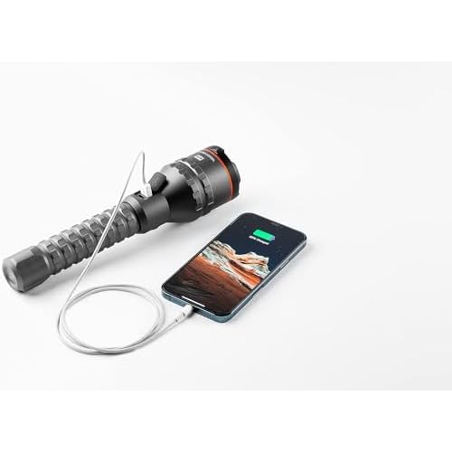NEBO DAVINCI Flashlight & Portable Charger | Very High Lumens, Rechargeable, Waterproof Handheld Flashlight for Camping & Hunting, USB Power Bank, Variable Zoom, Includes Charging Cable