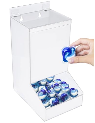 SimplyImagine Acrylic Laundry & Dishwasher Pod Dispenser - Large White Acrylic, 2 Lids - Wall-Mount Or Countertop Gravity Feeder - Laundry Room Organization & Storage for Laundry Pods