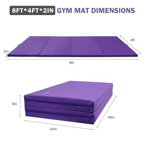 Fitvids Exercise Tumbling Gymnastics Mat, 4'x8'x2" Gym Workout Mat