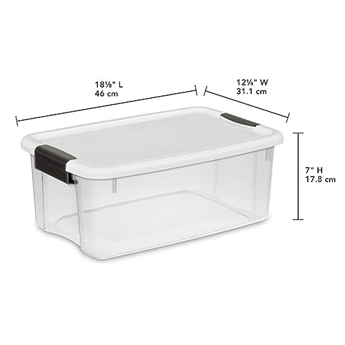 Sterilite 6-Pack Ultra Latching Box, Storage Bins with Lids, Clear Plastic, 18 Qt – Large Heavy-Duty Organizing Bin Containers for Home, Closet, Kitchen, Pantry, Bathroom, and Office - size: 18 Quart