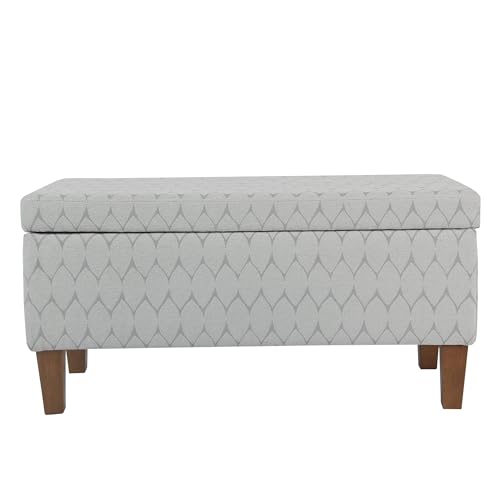Kinfine K6384Np-F2244 Geometric Patterned Fabric Upholstered Wooden Bench with Hinged Storage, Large, Gray and Brown - color: Gray and Brown