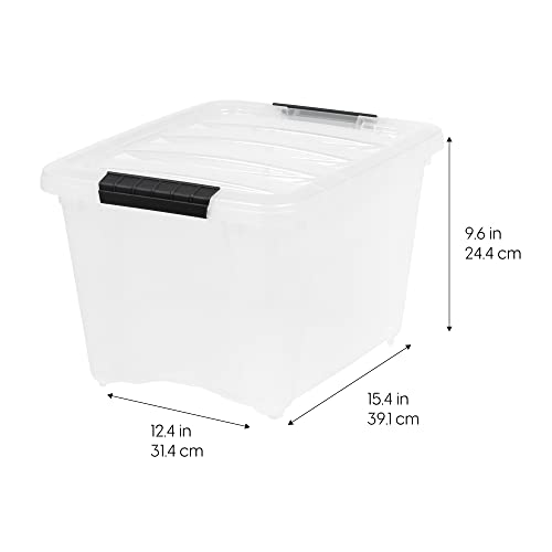 IRIS USA 19 Qt Stackable Plastic Storage Bins with Lids, 6 Pack - BPA-Free, Made in USA - Discreet Organizing Solution, Latches, Durable Nestable Containers, Secure Pull Handle - Pearl - size: 19 Qt, style: 6 Pack