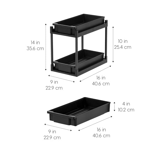 IRIS USA Under Sink Organizer, 2 Pack, Pull Out Under Cabinet Organizers and Storage, Kitchen Shelf Pantry Bathroom Under Counter, Cleaning Supplies, Vertical Spice Rack Slide Out Drawer, Easy Install - size: 2 Pack