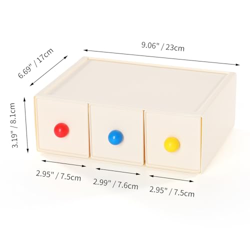Desktop Storage Drawers, Plastic Desk Organizer with 3 Drawers, Modular Stackable Toolbox Units for Office Stationary, Makeup Container, Bathroom Countertop (1 Tall Layer, Cream) - color: 1 Tall Layer & 3 Drawers, Cream