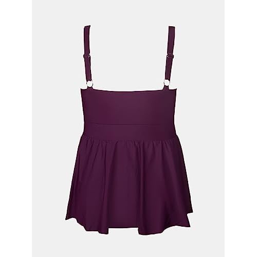 CUPSHE Plus Size Swimsuit for Women One Piece Bathing Suit Scoop Neck Ruffled Swim Dress Adjustable Straps