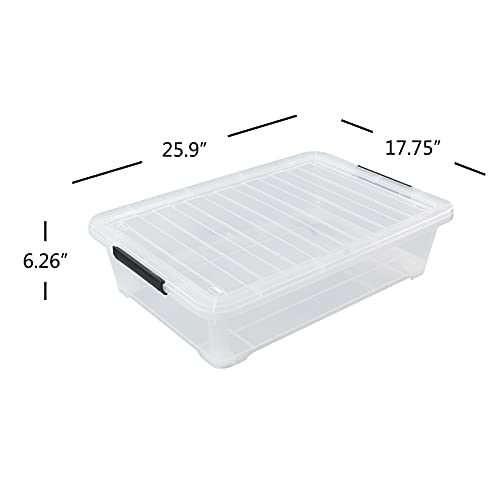 4-Pack 40 Quart Large Plastic Under Bed Storage Bin, Underbed Box With Wheels/Lids, Clear - size: 40 Quart