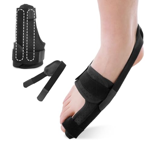 Broken Big Toe Splint Brace, Turf Toe Brace Support for Broken, Fracture, Sprains, Arthritis, Women & Men, with 2 Detachable Metal Plates - Right