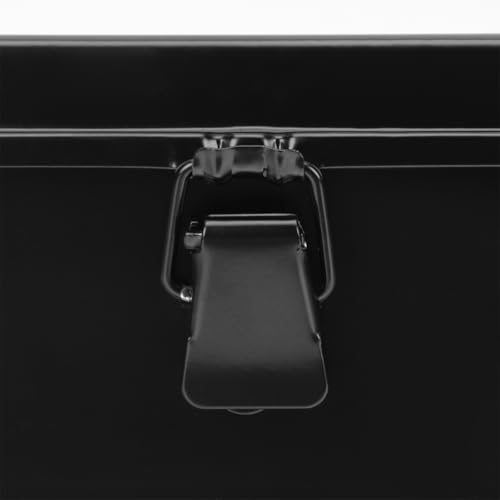 DOITOOL Small Metal Tool Box Portable Tool Box Organizer, Hip Roof Style Portable Steel Tool Box with Metal Latch Closure for Tools Storage (Black, 7.86x4.91x3.07in)
