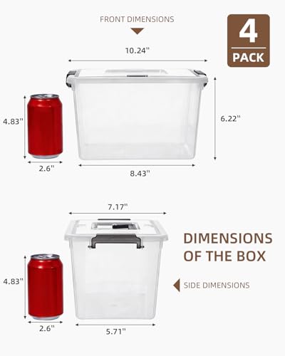 ITYLIFE CITYLIFE Citylife 4 Packs Plastic Storage Bins with Latching Lids Clear Storage Box with handle Stackable Storage Containers for Organizing Toys, Crafts, Legos, Tools - size: 4 Packs (10.31"L x 7.28" W x 6.1"H)