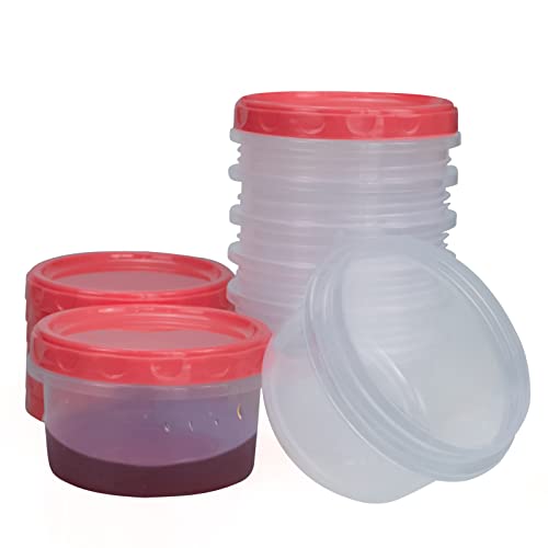 Jucaifu 8 Pack 8 Ounce reuseable small plastic freezer storage container jars with screw lid for food snacks lunch Red - color: Red(8PCS)