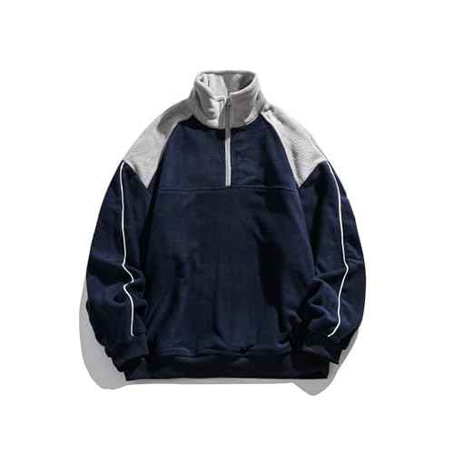 Aelfric Eden Quarter Zip Sweatshirt Mens Oversized Sweatshirts Contrast Color Zipper Fleece Pullover