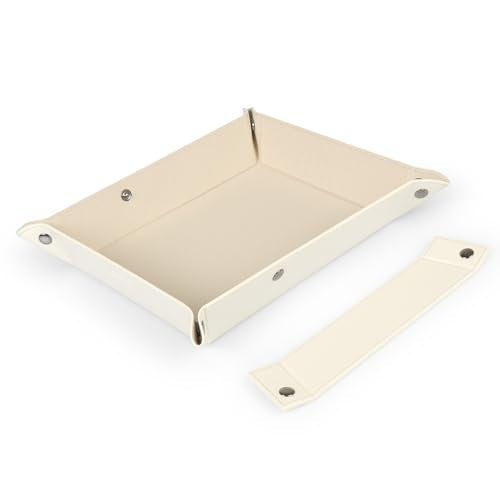 Londo Leather Tray Organizer - Practical Lightweight Water Resistant Computer Table Desk Storage Box for Wallets, Watches, Keys, Coins, Cell Phones and Office Equipment - color: White