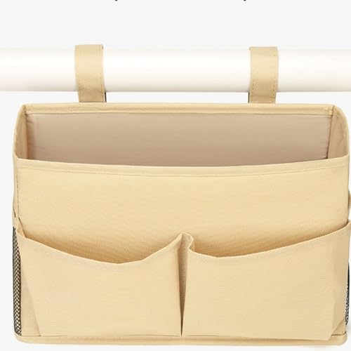 Bedside Storage Organizer Bag Phone Book Magazine Holder Pockets Hanging Storage Bag Sofa Side Pouch Bag(Yellow) - color: Yellow