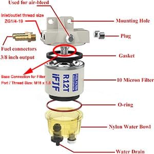 iFJF R12T Nylon Water Collection Bowl of Fuel Filter/Water Separator 120AT NPT