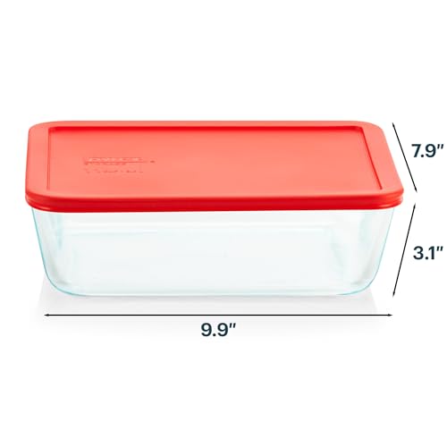 Pyrex Simply Store Glass Food Storage Container, Snug Fit Non-Toxic Plastic BPA-Free Lids, Freezer Dishwasher Microwave Safe, 11 Cup - size: 11 Cup