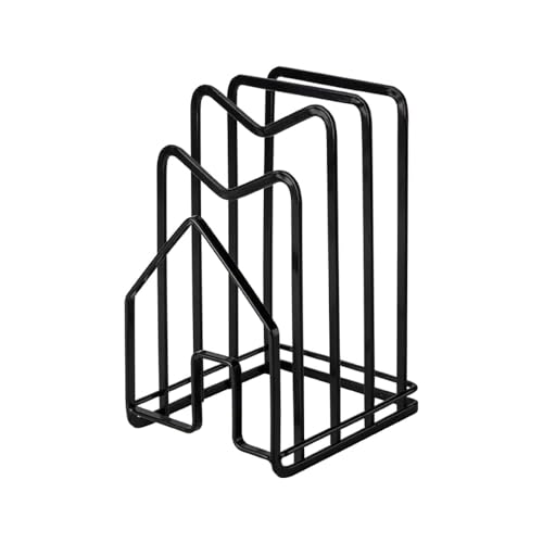 Poeland Kitchen Pantry Organizer Rack for Dinnerware, Bakeware, Cookware, Cutting Boards, Pan Lids - color: Black