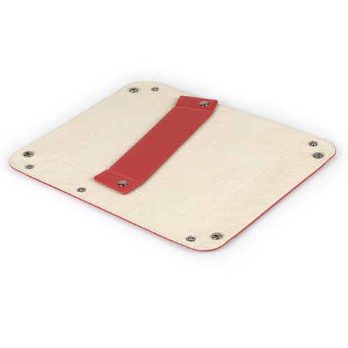 Londo Leather Tray Organizer - Practical Lightweight Water Resistant Computer Table Desk Storage Box for Wallets, Watches, Keys, Coins, Cell Phones and Office Equipment - color: Red