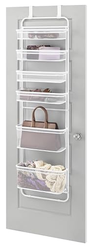 Whitmor Over The Door Organizer - 6 Sections - Pantry, Bathroom, Accessory Organizer - Metal and Mesh - White