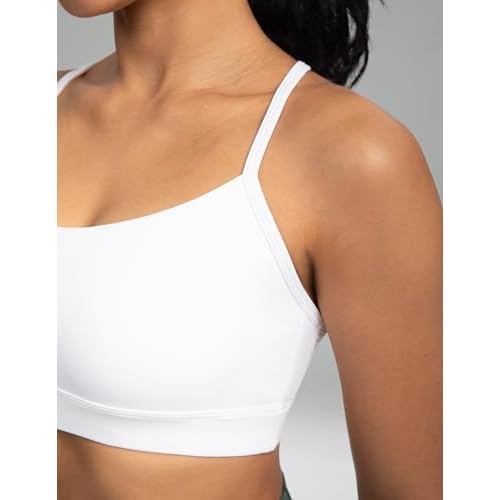 Colorfulkoala Women's Dreamlux Y Back Sports Bra Low Impact Padded Workout Top with Built in Bra A-C Cups