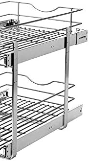 Knape & Vogt RS-DBLMUB-14-FN 14.625 inch W x 21.75 inch D x 16.25 inch H Double Tier Pull Out Cabinet Organizer, Frosted Nickel