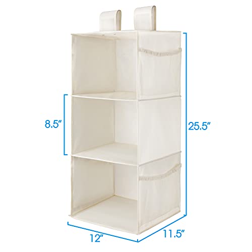 MAX Houser 3-Shelf Hanging Closet Organizer, Hanging Sweater Organizer, Foldable Hanging Shelves for Closet with 2 Velcro, Beige - color: Beige