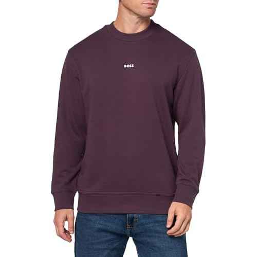 BOSS Men's Center Logo French Terry Crew Neck Sweatshirt