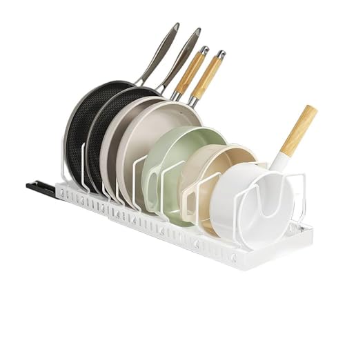 pots and pans organizer under cabinet,pot lid organizers inside cabinet holders for kitchen,Horizontal and vertical pulling modes,cast iron storage (White vertical pull-out) - size: White vertical pull-out