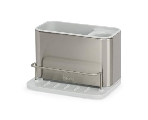 Joseph Joseph Surface Stainless Steel Caddy Sink Area Organizer and Sponge Holder, Stone - color: Light Stone