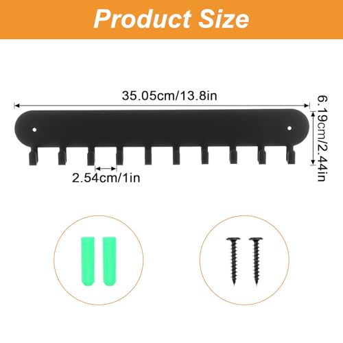 4 Pack Key Holder Wall Mount, Metal Key Chain Organizer with 10 Hooks, Heavy Duty Iron Keys Rack for Living Room, Kitchen, Garage, Office, Hallway (Black)