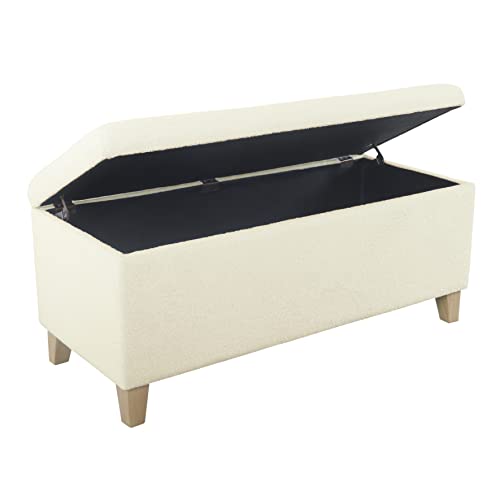 HomePop Storage Bench, Pearl Cream, Rectangle - color: Pearl Cream