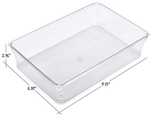 Masirs Clear Drawer Organizer - Easily Organize and Customize the Layout of Drawers. Great for Office Desk, Utensils, Cosmetics and Makeup. (8-Piece Set) - size: 8-Piece Set