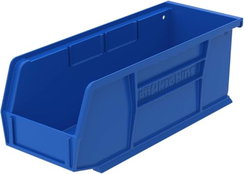 Akro-Mils 30224 AkroBins Plastic Storage Bins, Space-Saving Stackable Bins for Garage, Pantry, Craft Organization, 11" L x 4" W x 4" H, Blue, 12-Pack - color: Blue