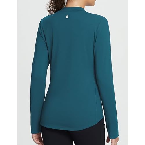baleaf Women's Thermal Shirts Fleece Lined Tops Long Sleeve Mock Neck Cold Weather Running Workout Gear Pocket Thumbhole