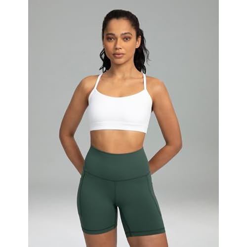Colorfulkoala Women's Dreamlux Y Back Sports Bra Low Impact Padded Workout Top with Built in Bra A-C Cups