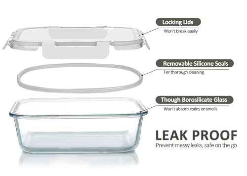 [80 oz & 36 oz]Extra Large Glass Food Storage/Baking Containers Set with Lids, 2 Pack 80 oz(10 cup)&2 Pack 36 oz (4.5 cup)Airtight Glass Container,Microwave,Oven,Freezer and Dishwasher, White - color: white