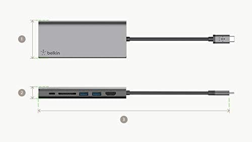 Belkin USB-C Hub, 6-in-1 Multi-Port Docking Station for iPad, iPad Pro, iPad mini, MacBook, & More - 60W Power Delivery 3.0, 4K HDMI USB-A Ethernet & SD Card Ports