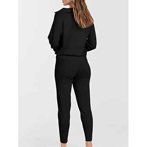 ANRABESS Women's Two Piece Outfits Sweater Lounge Sets Long Sleeve Zip Up Knit Pullover Jogger Pants Tracksuit Travel Outfits