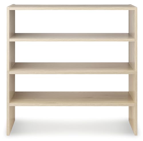 Whitmor Wood Stackable 2-Shelf Shoe Rack, White Oak, 24 inches - color: Light Brown, size: 24 INCH