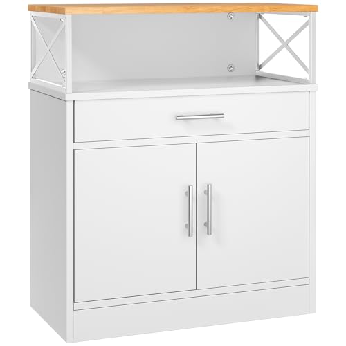 Shintenchi Kitchen Buffet Cabinet with Adjustable Shelf, Modern Kitchen Storage Cabinet,Farmhouse Coffee Bar Cabinet（White） - color: New White, size: 37.6"H