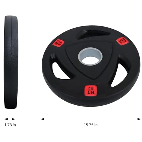 Fitvids Olympic Cast Iron 2-Inch Weight Plate for Strength Training & Weightlifting, Rubber Coate Style, Multiple Weights Available